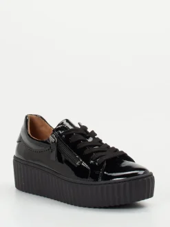 Gabor – Plateau-Sneaker aus Lackleder Schwarz
