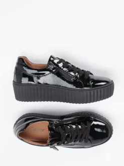 Gabor – Plateau-Sneaker aus Lackleder Schwarz