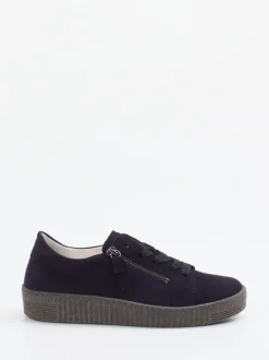 Gabor – Plateau-Sneaker aus Veloursleder Dunkelblau