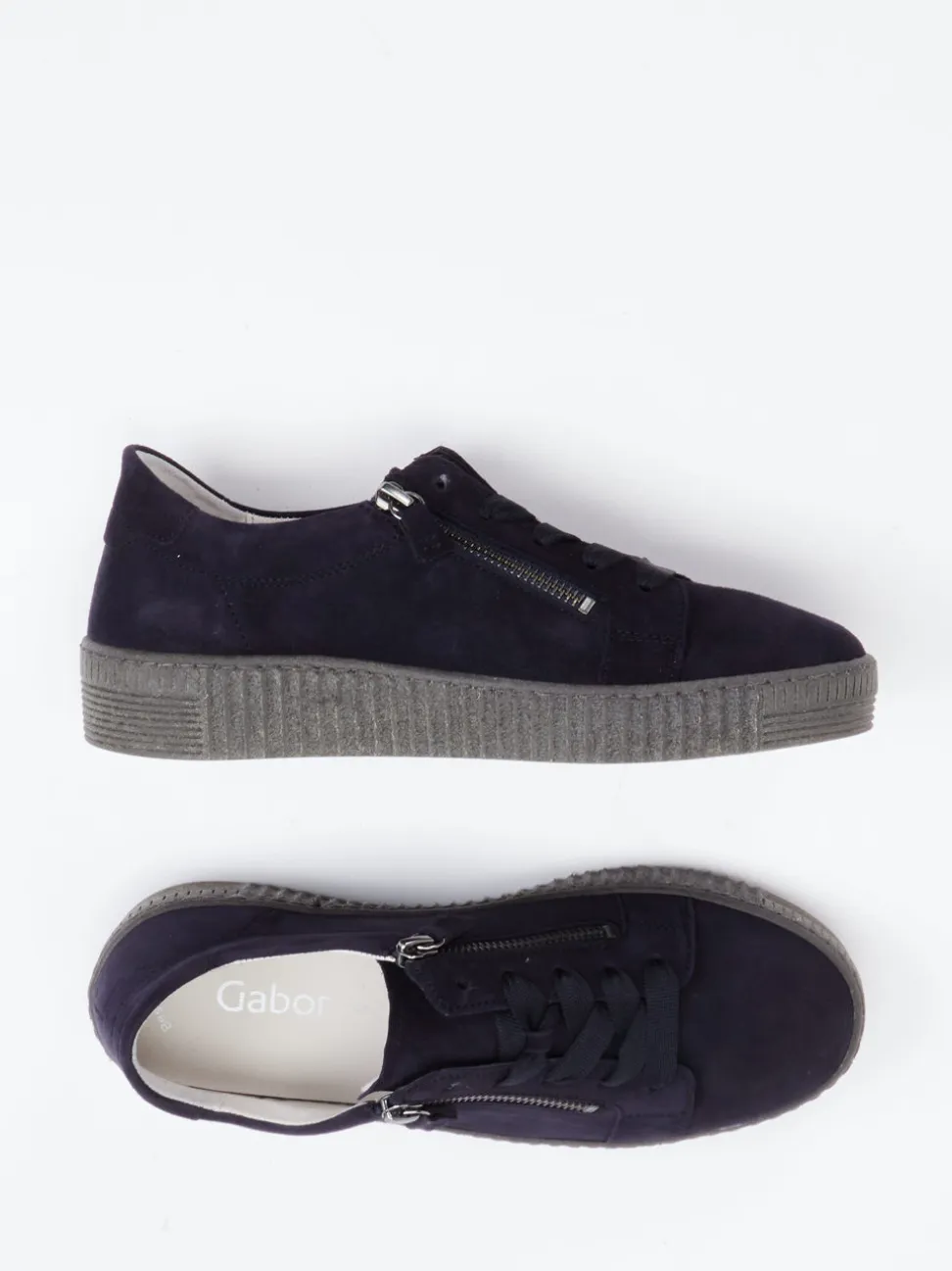 Gabor – Plateau-Sneaker aus Veloursleder Dunkelblau
