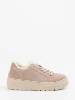 Gabor – Plateau-Sneaker aus Veloursleder Sandbeige