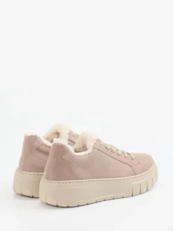Gabor – Plateau-Sneaker aus Veloursleder Sandbeige