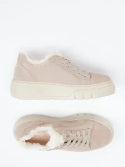 Gabor – Plateau-Sneaker aus Veloursleder Sandbeige