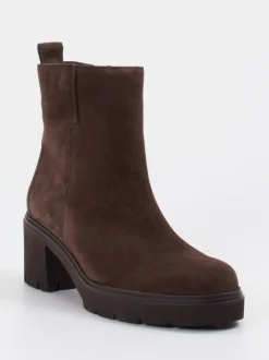 Gabor – Plateau-Stiefelette aus Veloursleder Dunkelbraun
