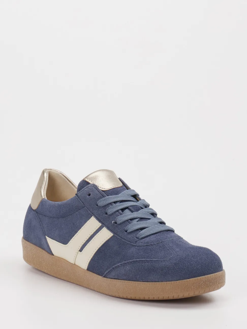 Gabor – Retro-Sneaker aus Velourleder jeansblau