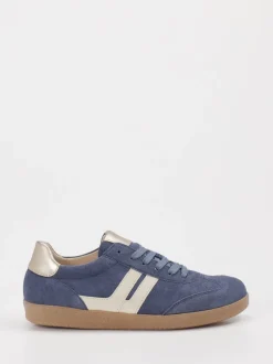 Gabor – Retro-Sneaker aus Velourleder jeansblau