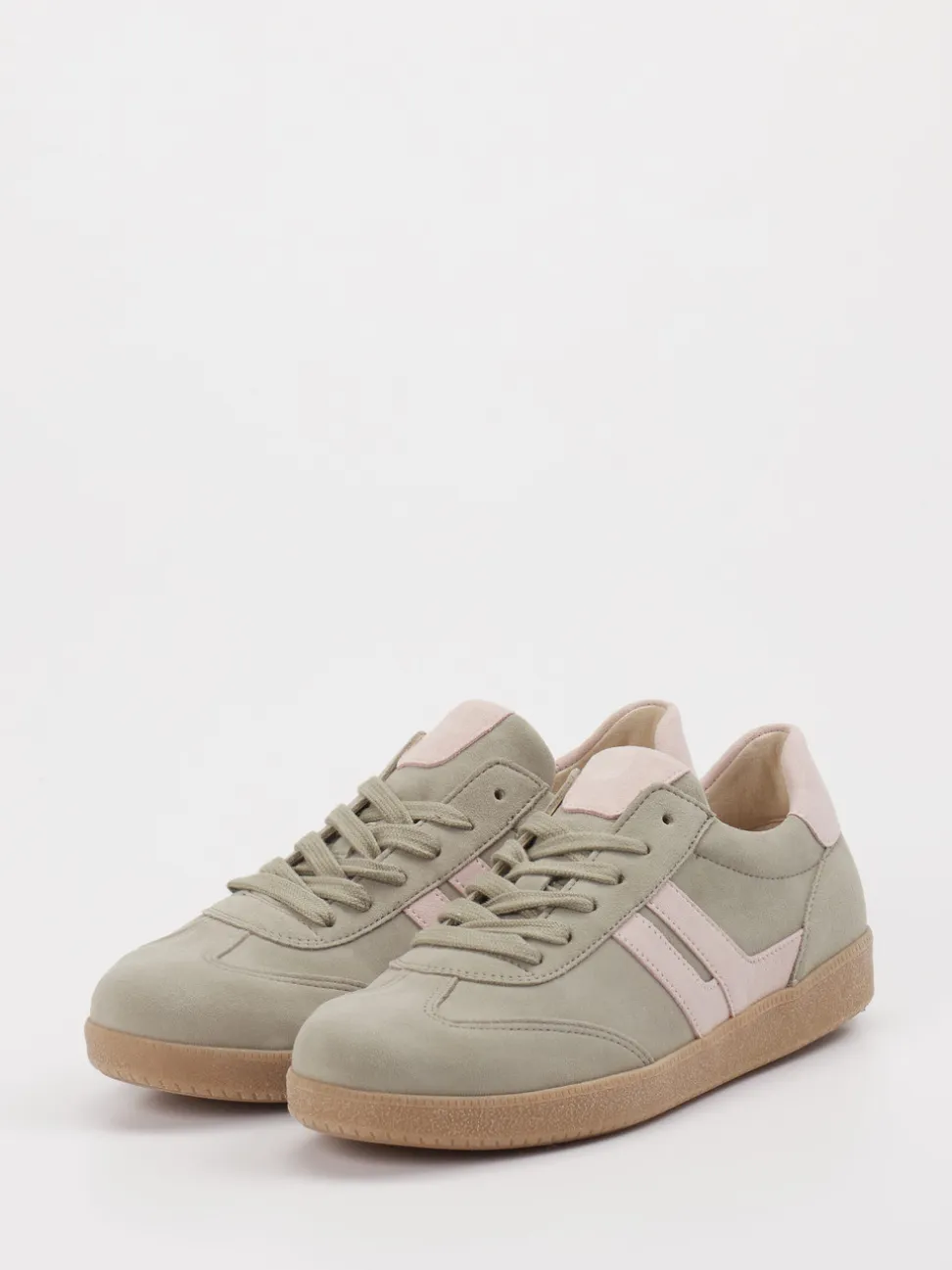 Gabor – Retro-Sneaker aus Veloursleder salbeigrau