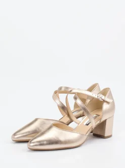 Gabor – Riemchenpumps aus Metallicleder goldfarben