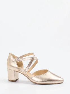 Gabor – Riemchenpumps aus Metallicleder goldfarben