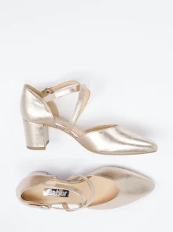 Gabor – Riemchenpumps aus Metallicleder goldfarben