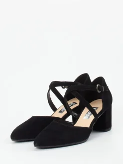 Gabor – Riemchenpumps aus Veloursleder schwarz