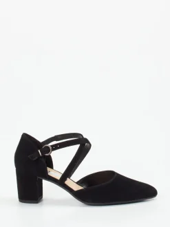 Gabor – Riemchenpumps aus Veloursleder schwarz