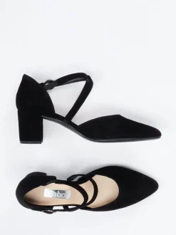 Gabor – Riemchenpumps aus Veloursleder schwarz