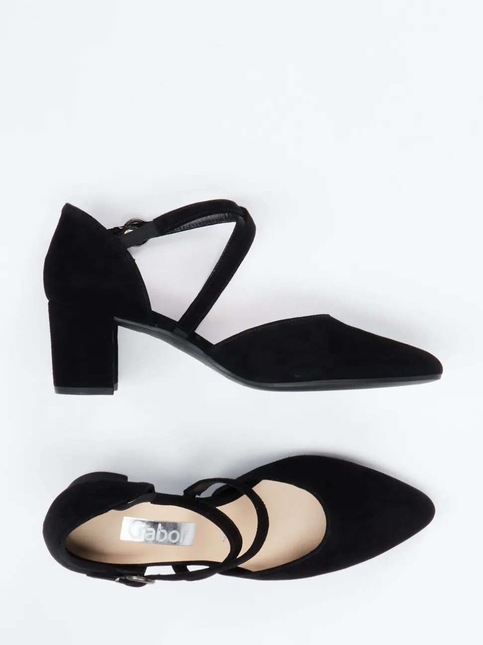Gabor – Riemchenpumps aus Veloursleder schwarz