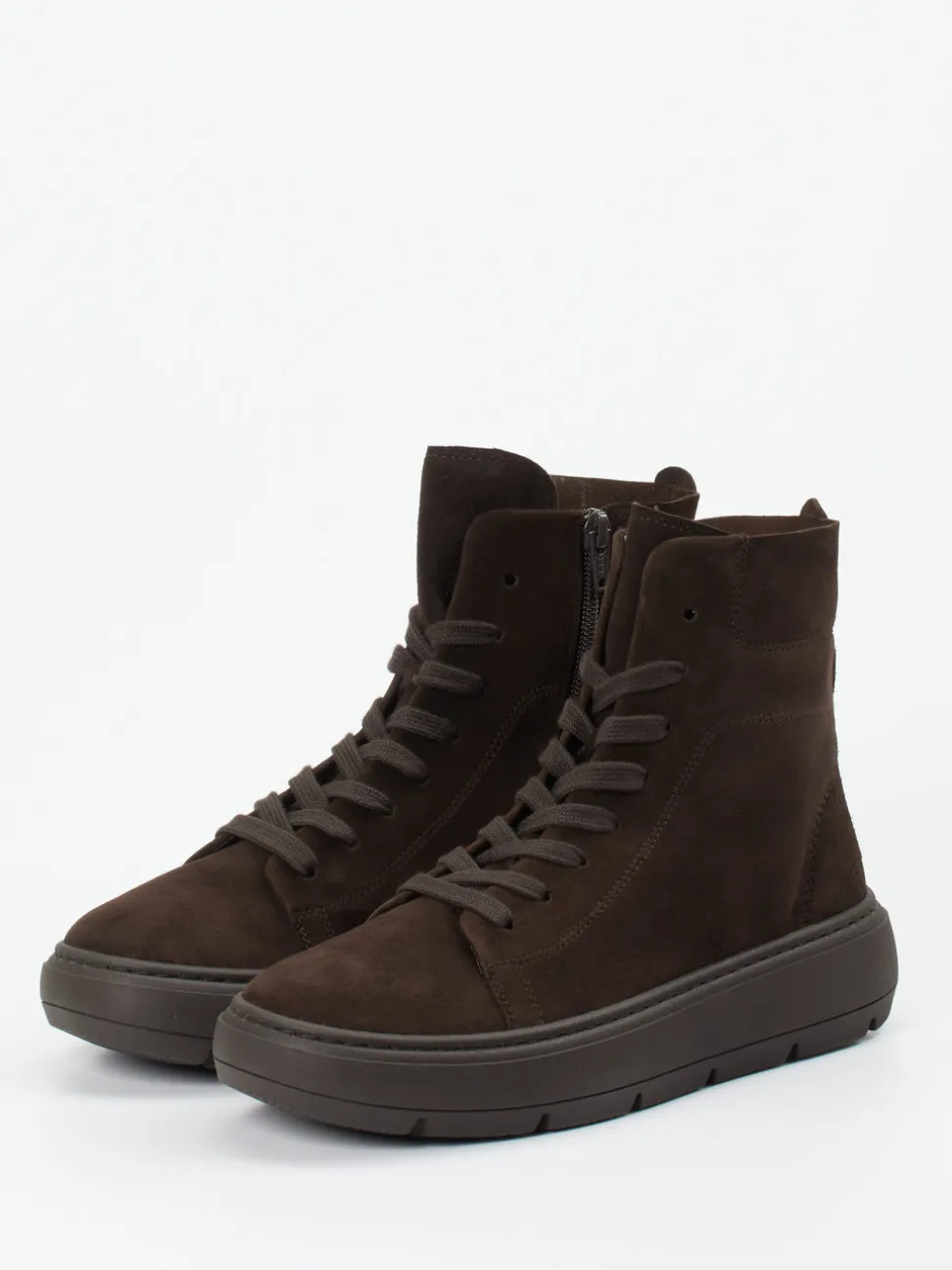 Gabor – Schnürboots aus Veloursleder Dunkelbraun