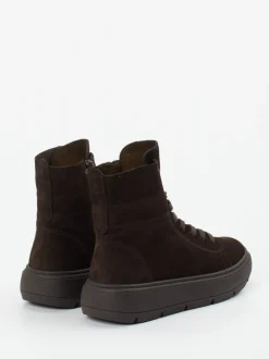 Gabor – Schnürboots aus Veloursleder Dunkelbraun