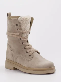 Gabor – Schnürboots aus Veloursleder in Taupe