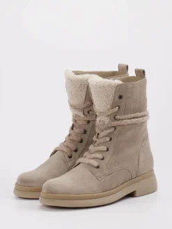 Gabor – Schnürboots aus Veloursleder in Taupe