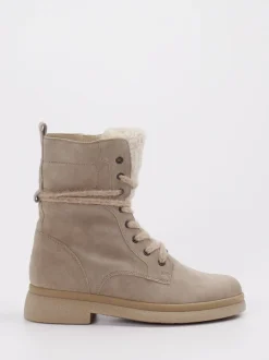 Gabor – Schnürboots aus Veloursleder in Taupe