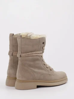 Gabor – Schnürboots aus Veloursleder in Taupe
