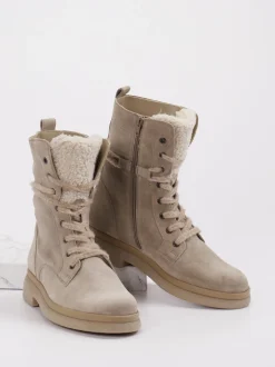 Gabor – Schnürboots aus Veloursleder in Taupe