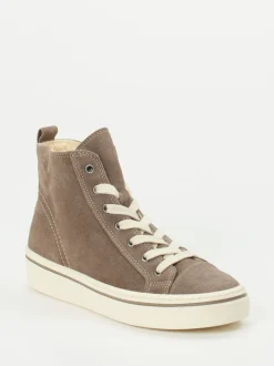 Gabor – Schnürstiefelette aus Veloursleder taupe