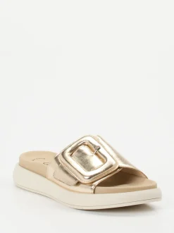Gabor – Slide-Pantolette aus Metallicleder goldfarben