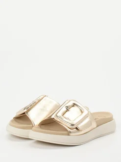 Gabor – Slide-Pantolette aus Metallicleder goldfarben