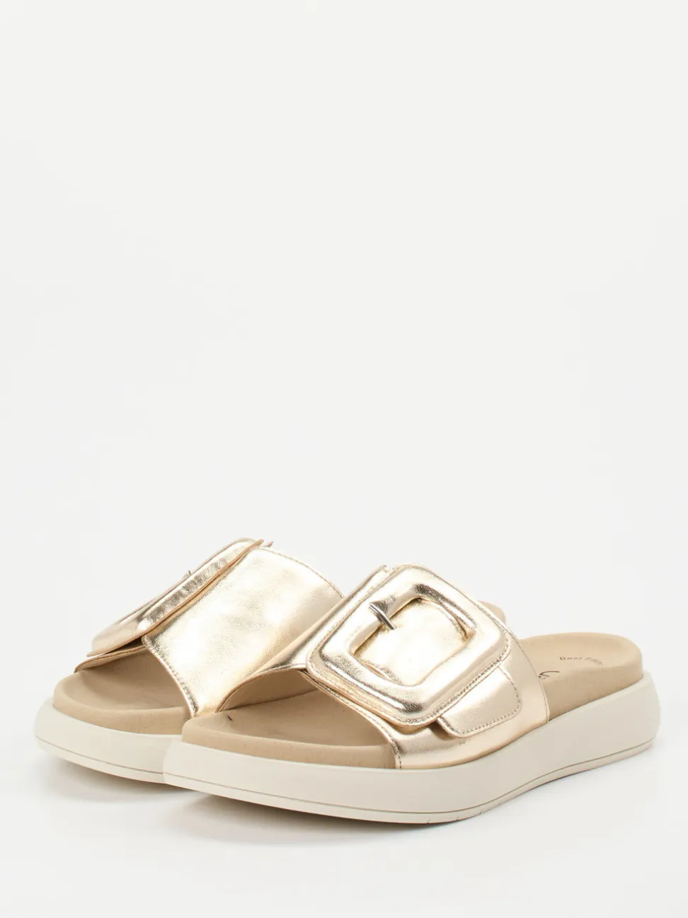 Gabor – Slide-Pantolette aus Metallicleder goldfarben