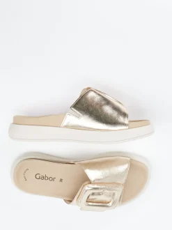 Gabor – Slide-Pantolette aus Metallicleder goldfarben
