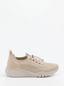 Gabor – Slip-On Sneaker aus Textilstrick in Beige