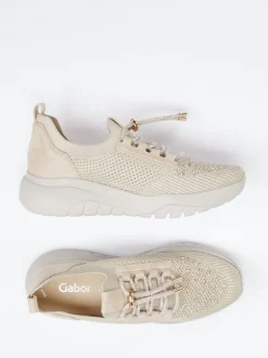 Gabor – Slip-On Sneaker aus Textilstrick in Beige