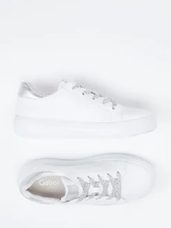 Gabor – Sneaker aus Kalbleder weiß glitzernd
