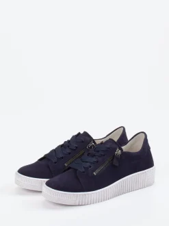 Gabor – Sneaker aus Veloursleder in Dunkelblau