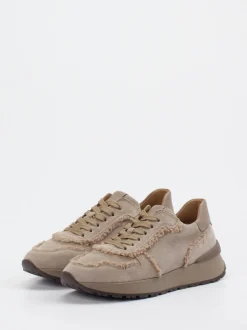 Gabor – Sneaker aus Veloursleder in Beigegrau
