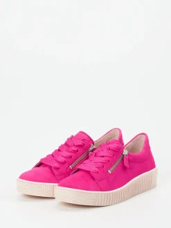 Gabor – Sneaker aus Veloursleder in Fuchsia