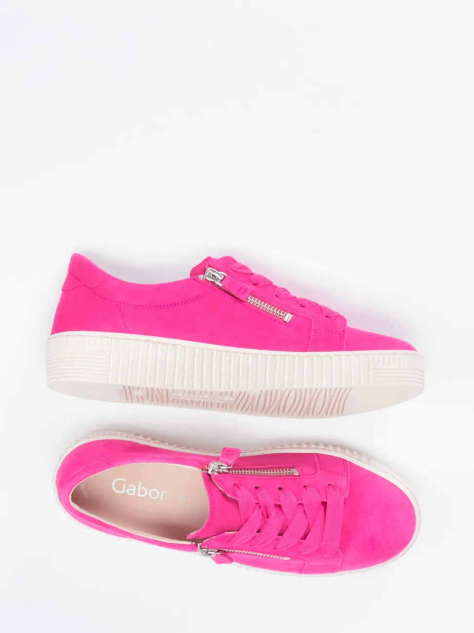 Gabor – Sneaker aus Veloursleder in Fuchsia