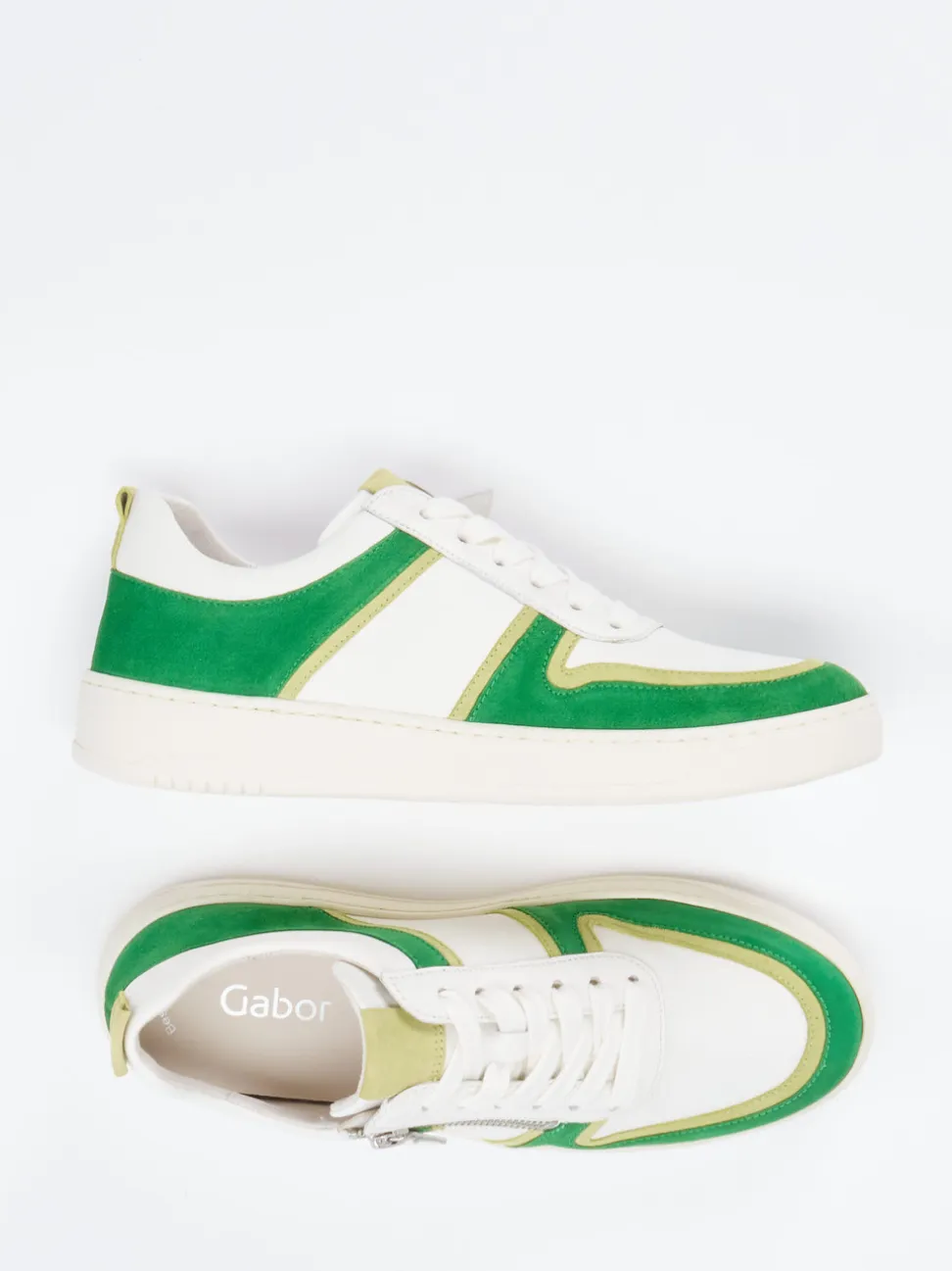 Gabor – Sneaker aus Veloursleder und Kalbleder cremeweiß