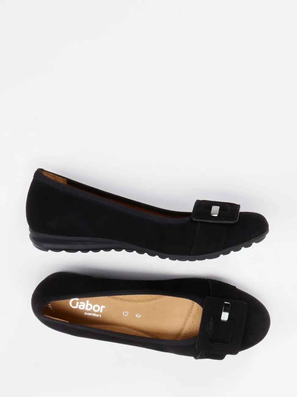Gabor Comfort – Ballerinas aus Veloursleder Schwarz