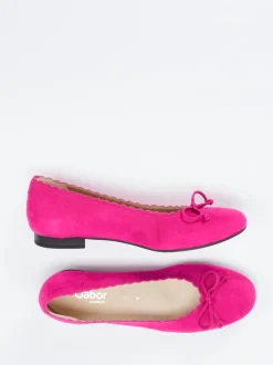 Gabor Comfort – Ballerinas aus Veloursleder pink
