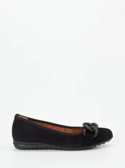 Gabor Comfort – Ballerinas aus Veloursleder schwarz