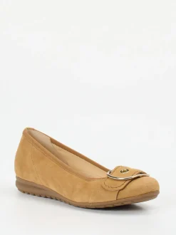 Gabor Comfort – Ballerinas aus Veloursleder hellbraun
