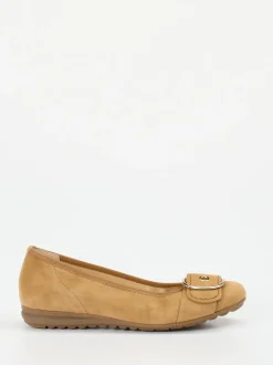 Gabor Comfort – Ballerinas aus Veloursleder hellbraun