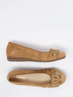 Gabor Comfort – Ballerinas aus Veloursleder hellbraun