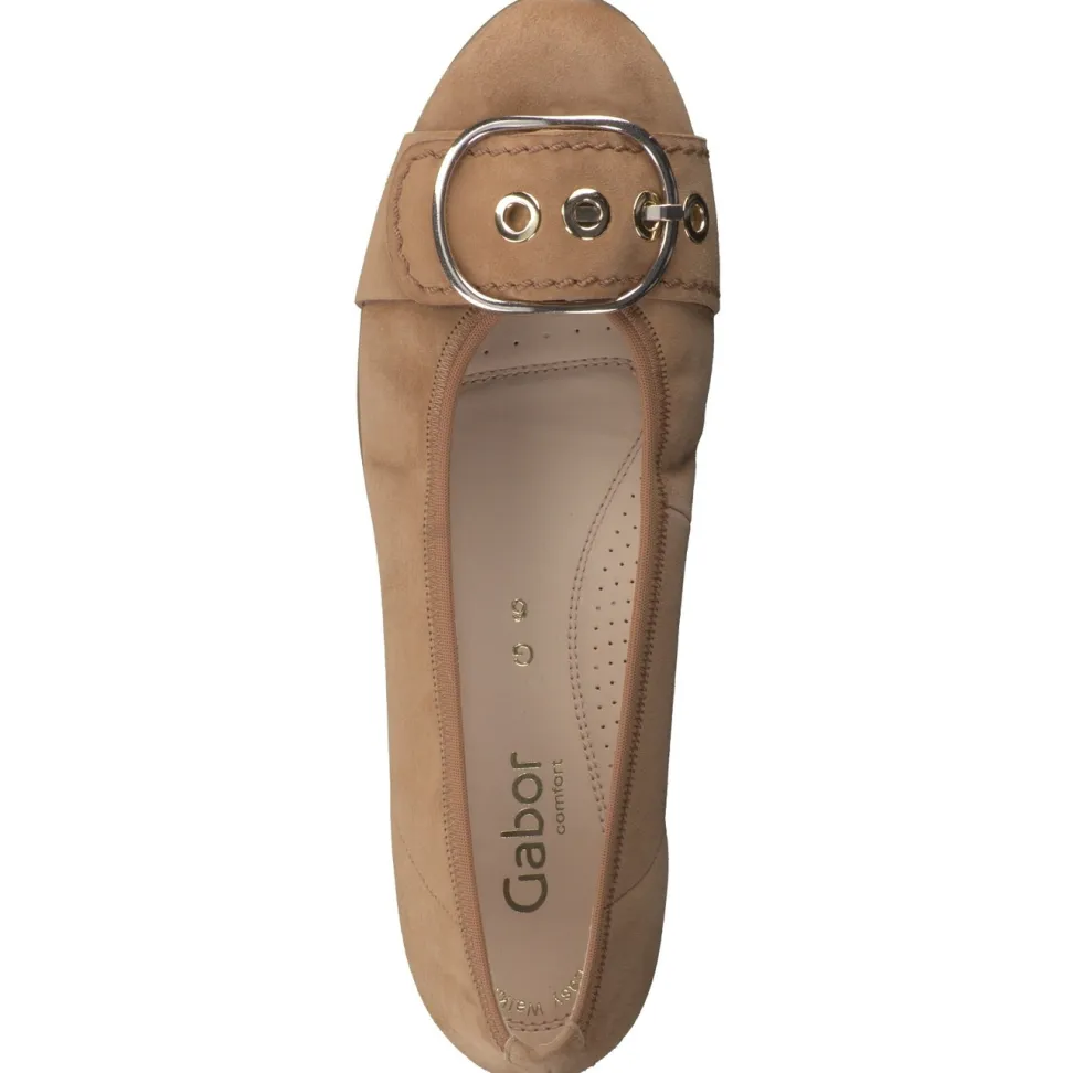 Gabor Comfort – Ballerinas aus Veloursleder hellbraun