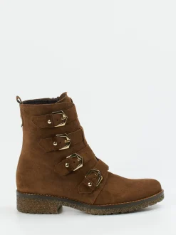 Gabor Comfort – Biker Boots aus Veloursleder braun
