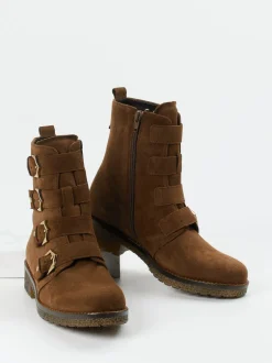 Gabor Comfort – Biker Boots aus Veloursleder braun