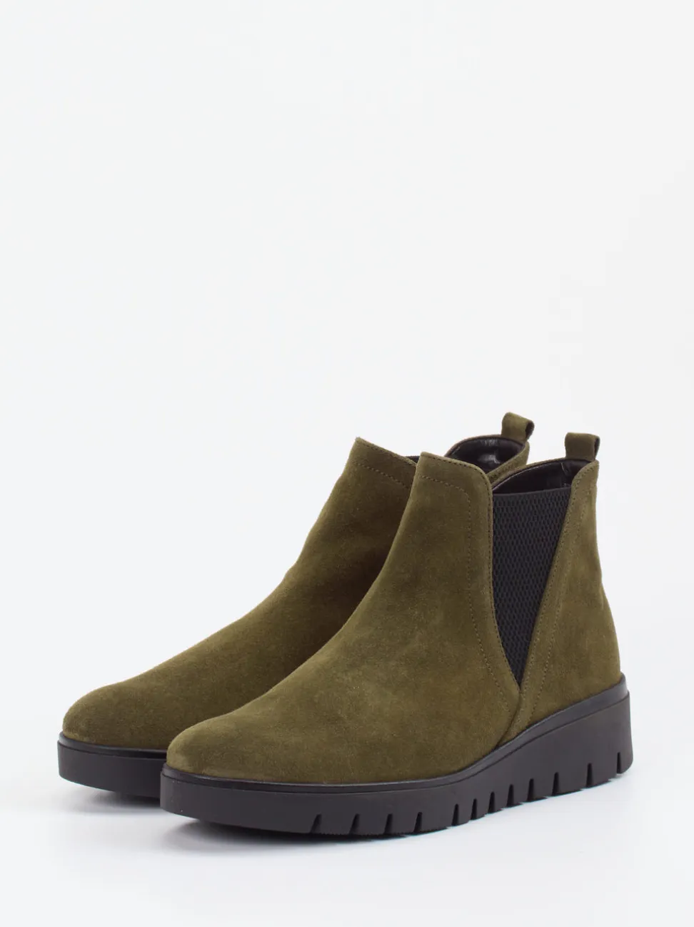 Gabor Comfort – Chelsea Boots aus Veloursleder olivgrün
