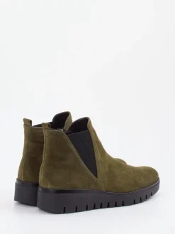 Gabor Comfort – Chelsea Boots aus Veloursleder olivgrün