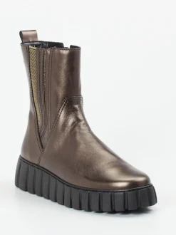 Gabor Comfort – Chelsea Boots aus Metallicleder bronzebraun
